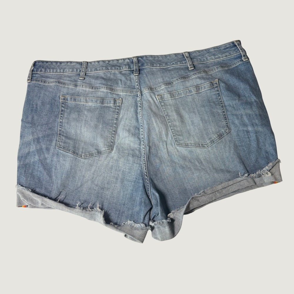 Torrid Denim Shorts Cotton Rainbow Button Fly Raw Hem Pride Plus Size 26 - Picture 3 of 7
